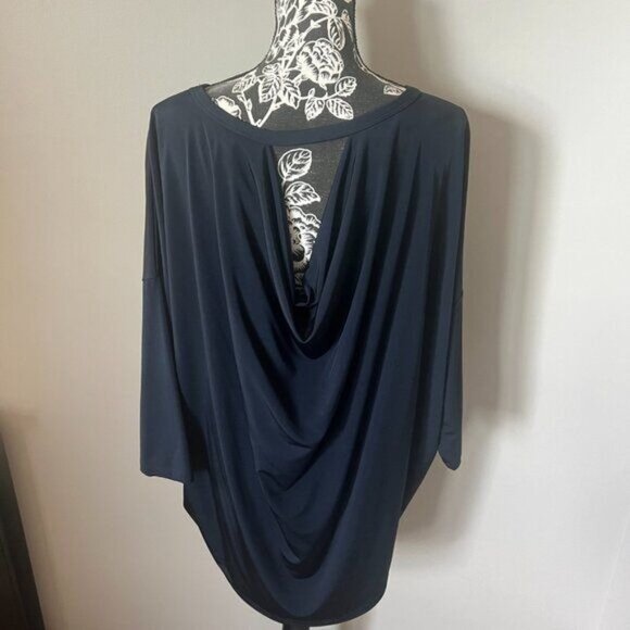 Chico's Travelers Size 3 Women's Wedge Top Navy Blue Stretchy NWT - Picture 7 of 7